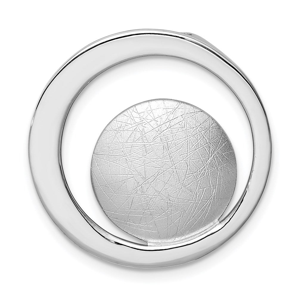 Sterling Silver Rhodium-plated Polished and Brushed Circle Chain Slide