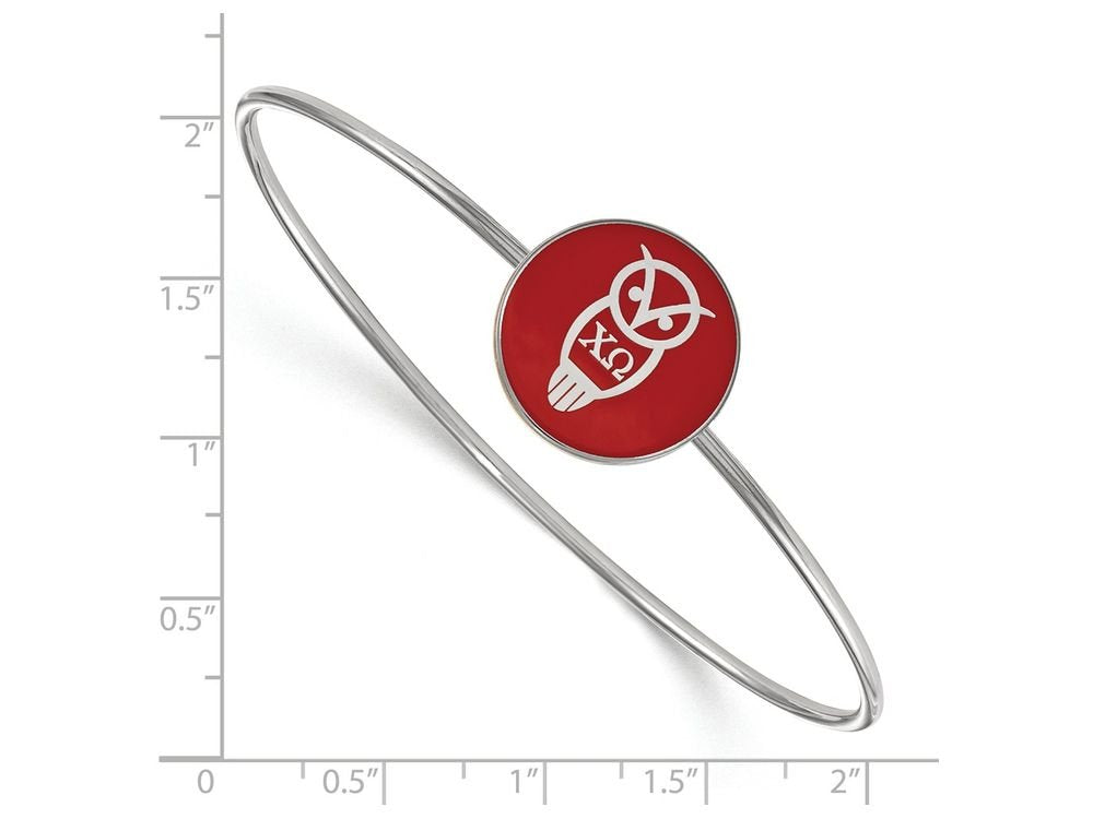 Sterling Silver Official Licensed Greek Sororities 7in Chi Omega (??) Enameled Slip-on Bangle