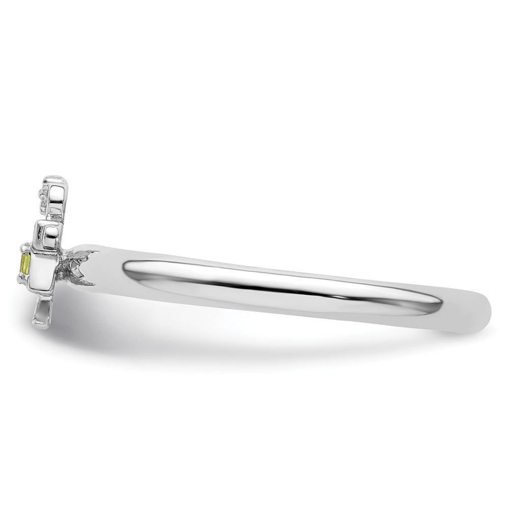Sterling Silver Stackable Expressions Rhodium Peridot Girl Ring