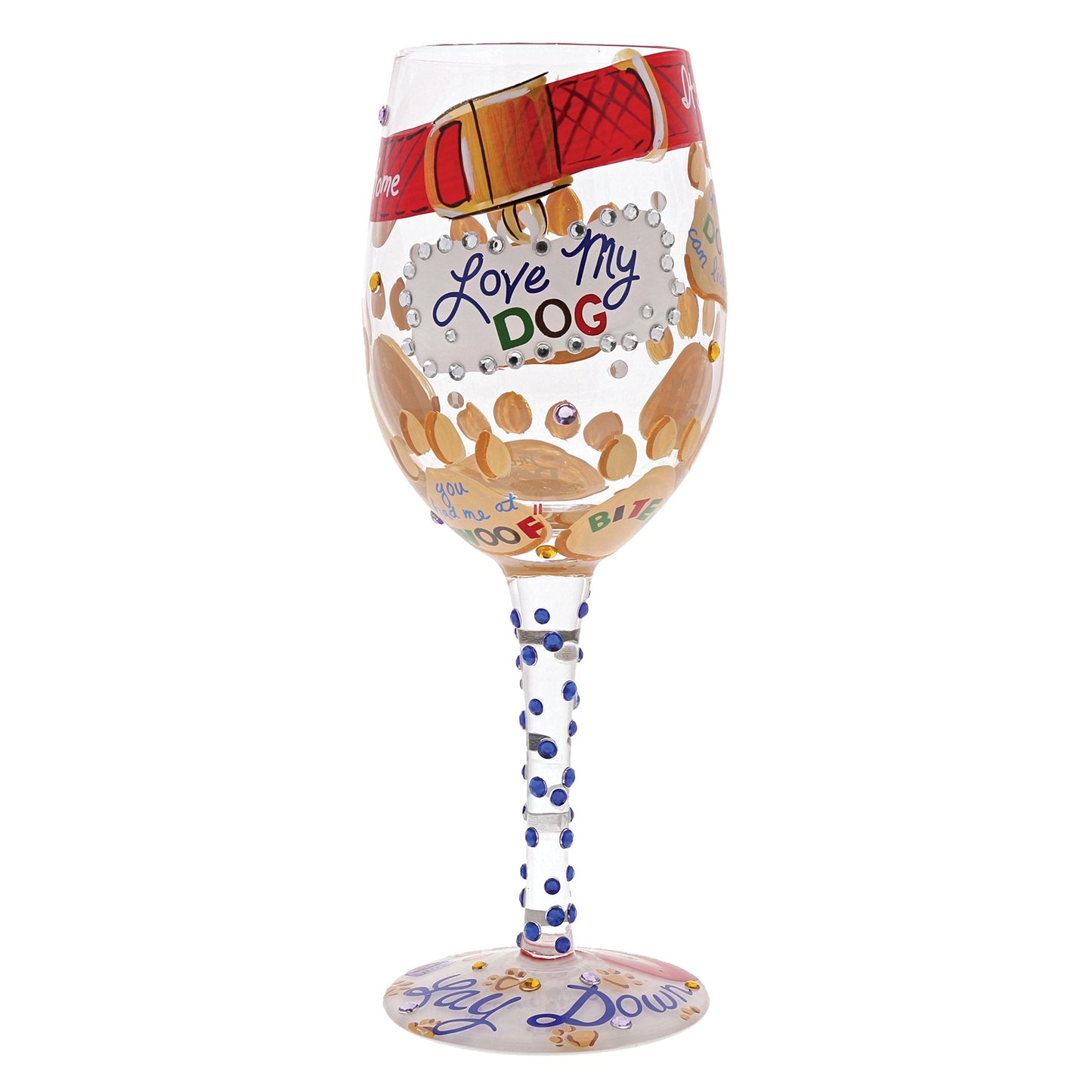 Designs by Lolita ‚ÄúLove My Dog‚Äù Hand-painted Artisan Wine Glass, 15 oz.