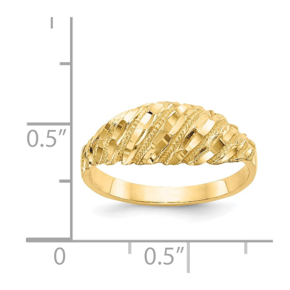 14K Diamond Cut Dome Ring Size 6