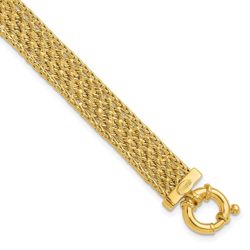 14K Polished and D/C Fancy Woven Bracelet 7.5  inches