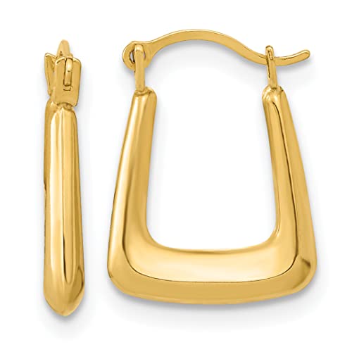 14 Karat Yellow Gold Lightweight Fancy Hoop Earrin