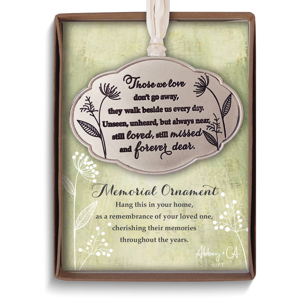 THOSE WE LOVE. Memorial Poem Silver-tone Engravable Ornament Boxed