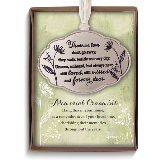 THOSE WE LOVE. Memorial Poem Silver-tone Engravable Ornament Boxed