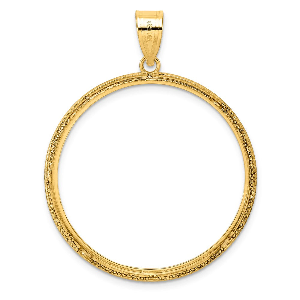 14k Polished Squares with 32.0mm Prong Coin Bezel Pendant