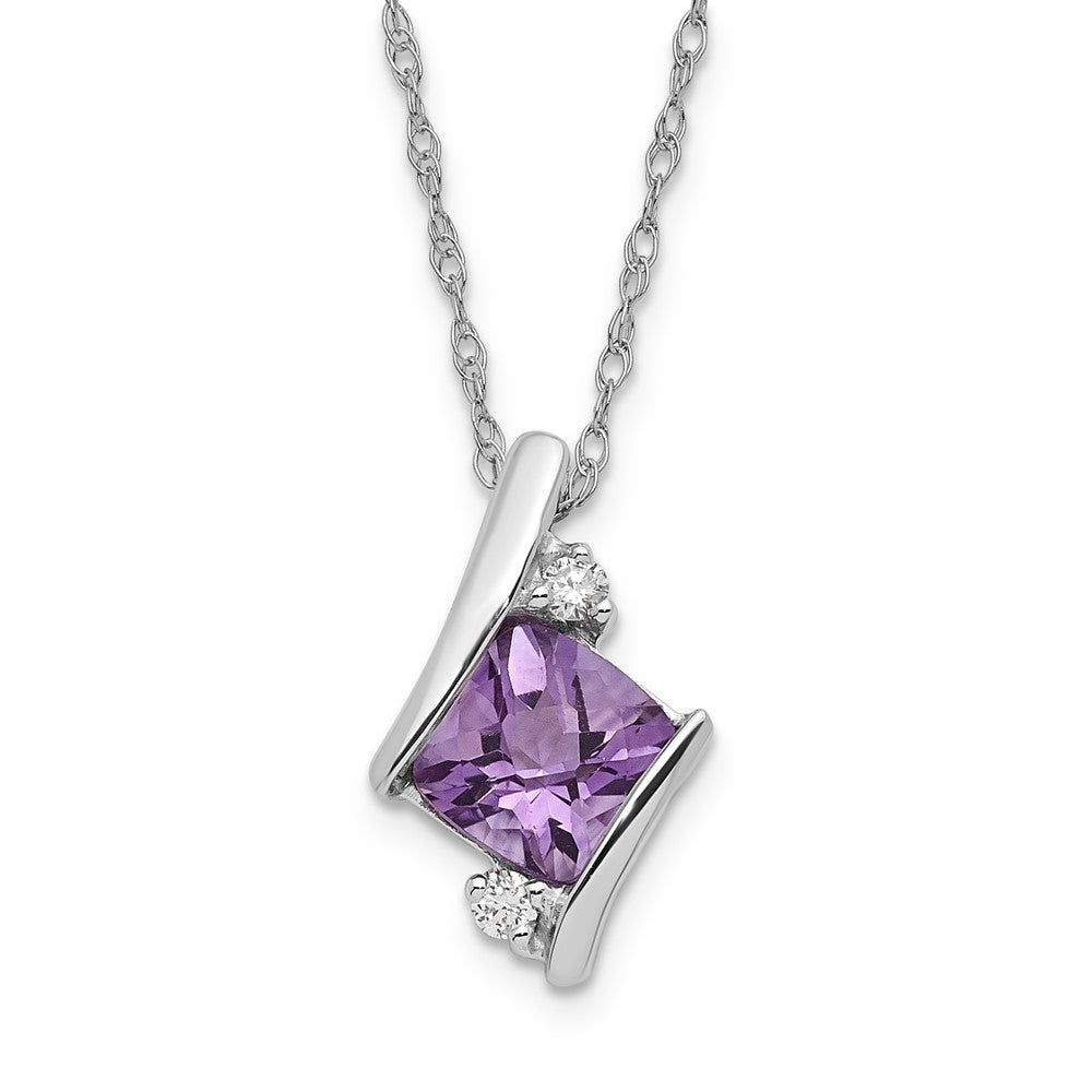 SS Amethyst & Diamond Pend Necklace