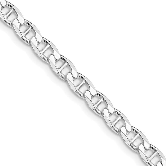 Sterling Silver Rhodium-plated 4.65mm D/C Flat Anchor Curb Chain 22 Inches