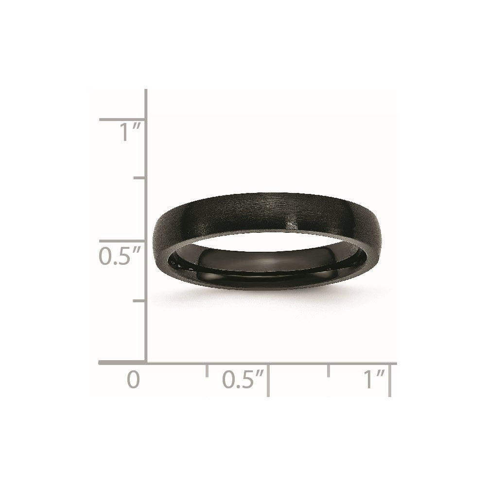 Stainless Steel 4mm Black IP-plated Brushed Band Size - 6