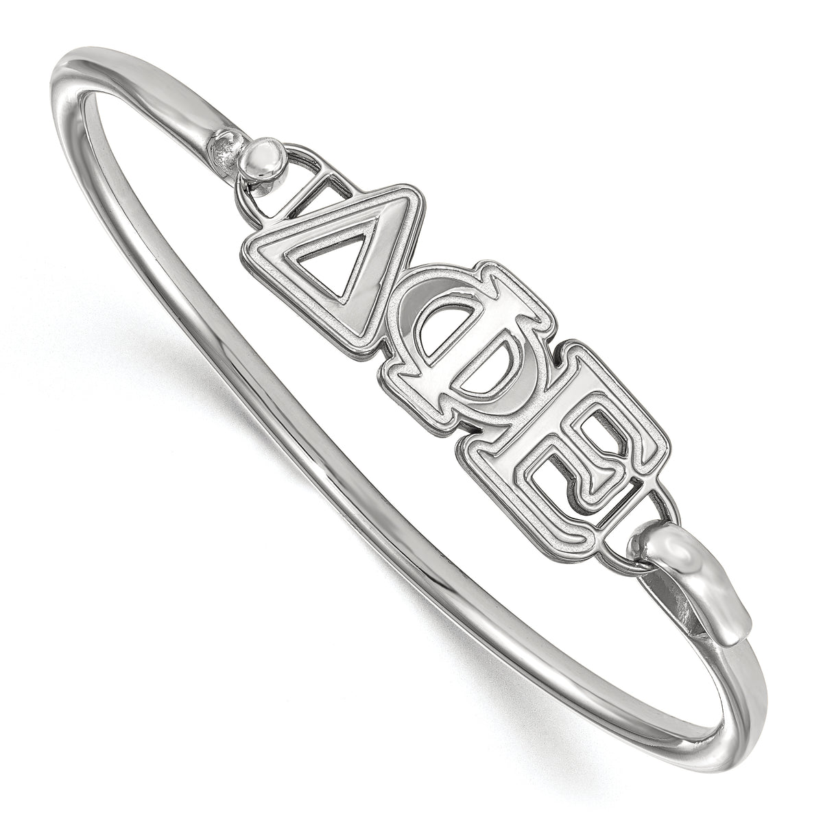 Sterling Silver Official Licensed Greek Sororities 7in Delta Phi Epsilon (???) Small Hook and Clasp Bangle