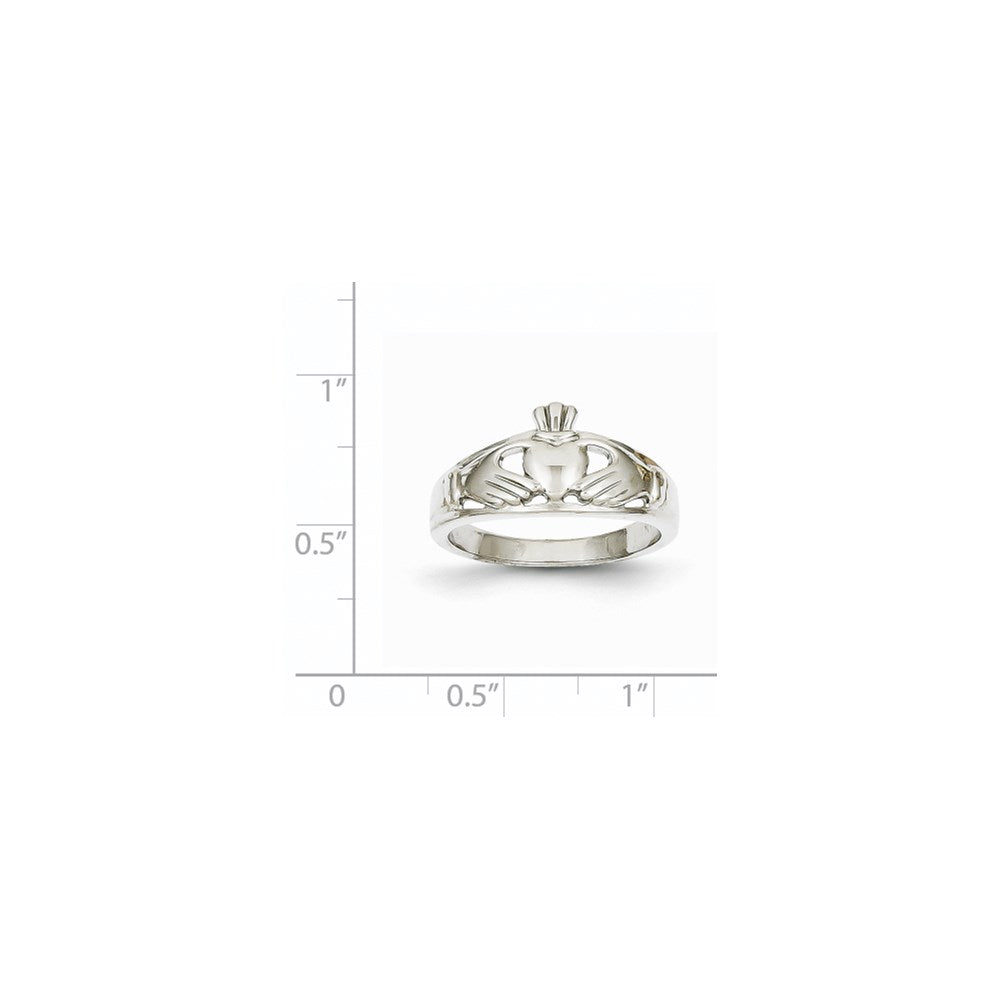 14k White Gold Ladies Claddagh Ring Size 7