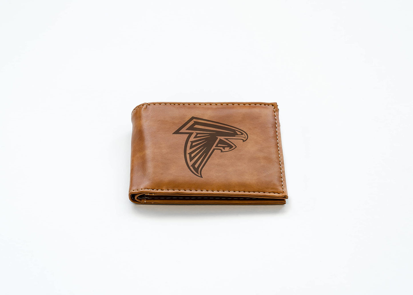 Rico Industries Football Atlanta  Brown Laser Engraved Bill-fold Wallet - Slim Design - Great Gift