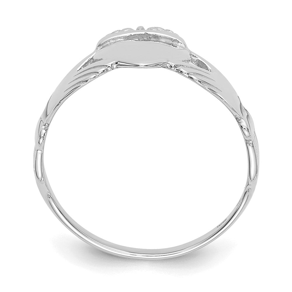 14k White Gold Ladies Claddagh Ring Size 5.5