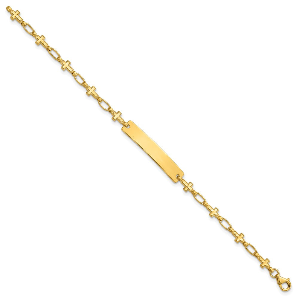 Sterling Silver Gold-tone 6.25 inch Cross Children's ID Bracelet