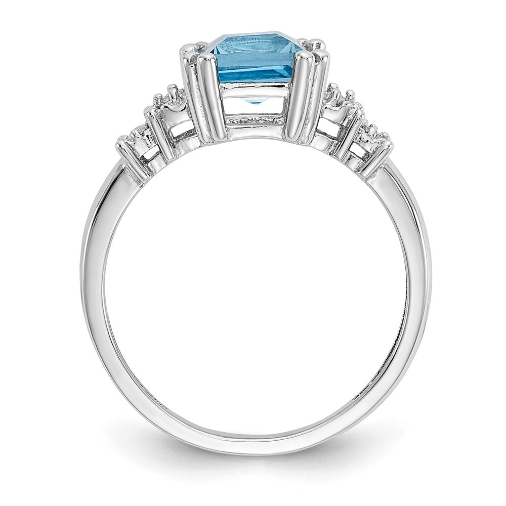 10k White Gold Diamond and Blue Topaz Ring