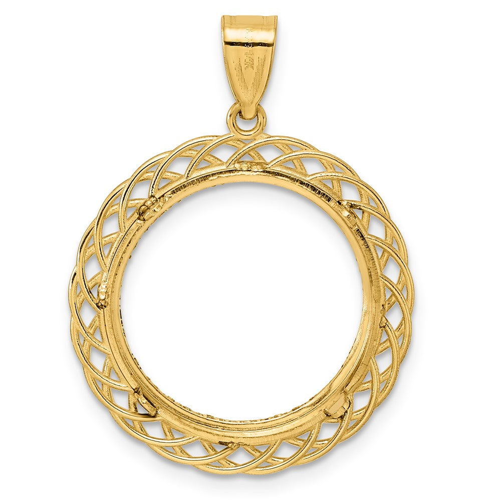 14k Diamond Cut Triple Loop with 18.0mm Prong Coin Bezel Pendant
