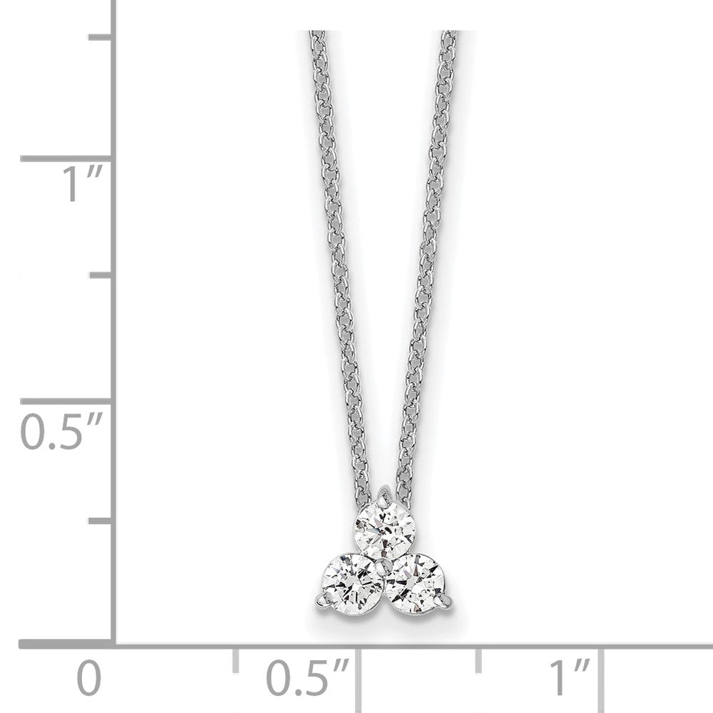 True Origin 14K White Gold 3/4 carat Lab Grown Diamond VS  D E F Three Stone 18 inch Necklace