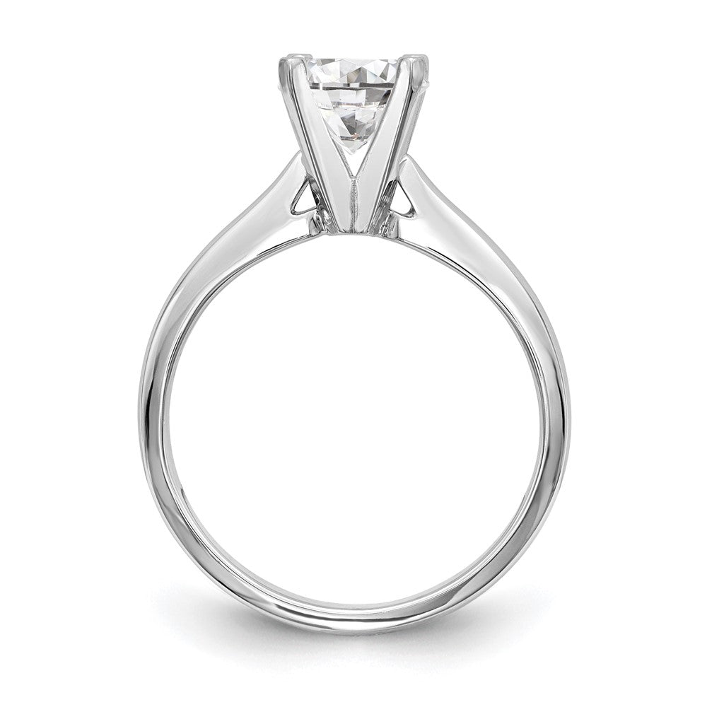 14k White Gold 1.25 carat Medium-Weight High Shoulder Airline Half-Round 4-Prong Round Solitaire Ring Mounting