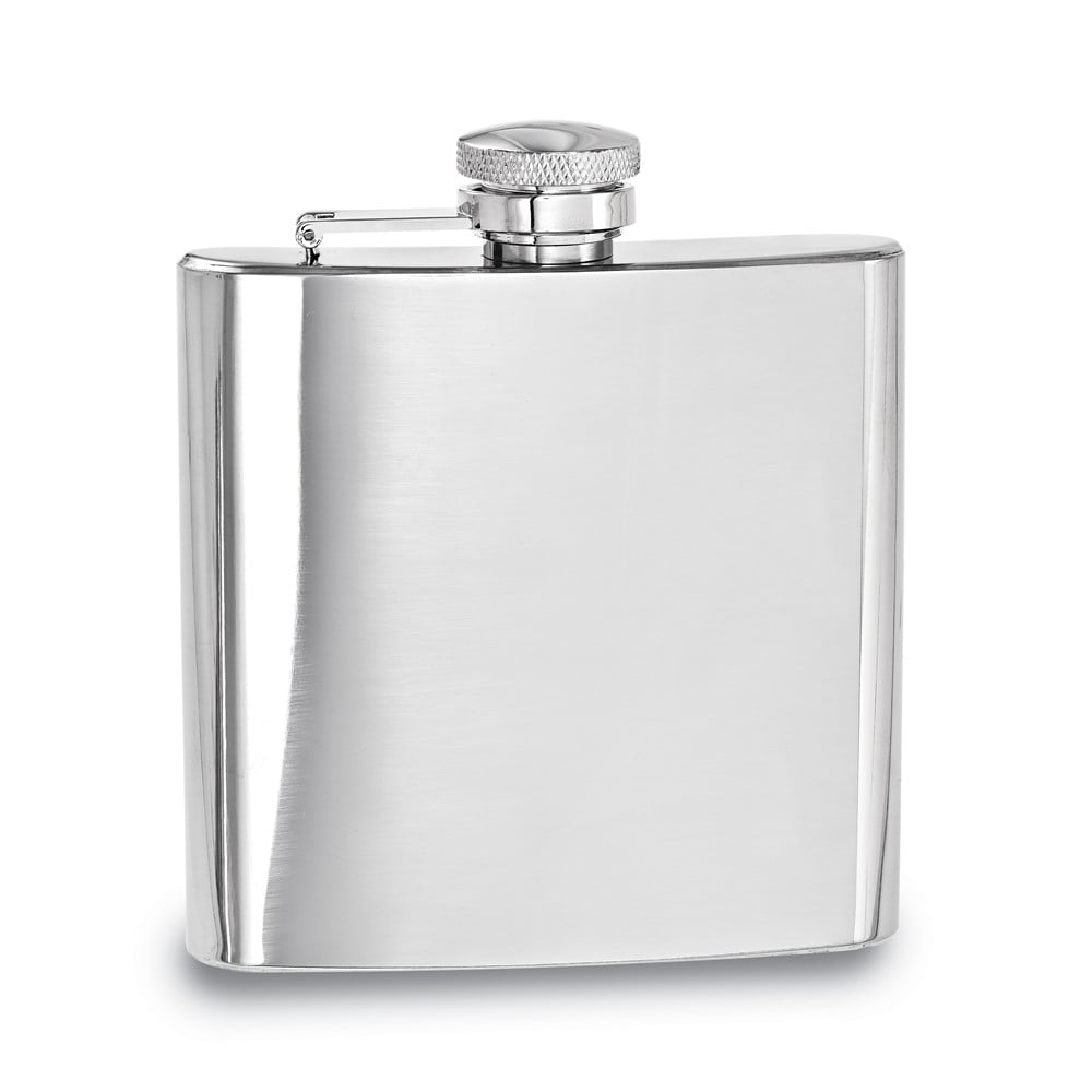 Rebel Steel Polished Stainless Steel 6 ounce Square Flask with Funnel QGP2717