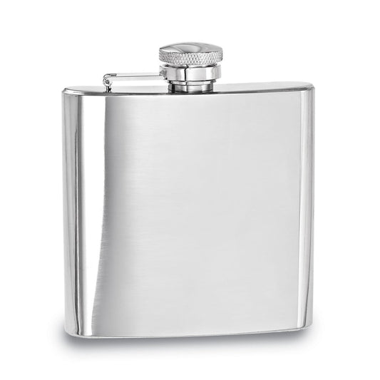 Rebel Steel Polished Stainless Steel 6 ounce Square Flask with Funnel QGP2717
