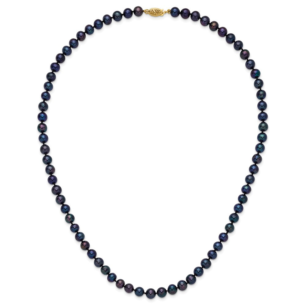14k 6-7mm Black Near-Round Freshwater Cultured Pearl 20 inch Necklace