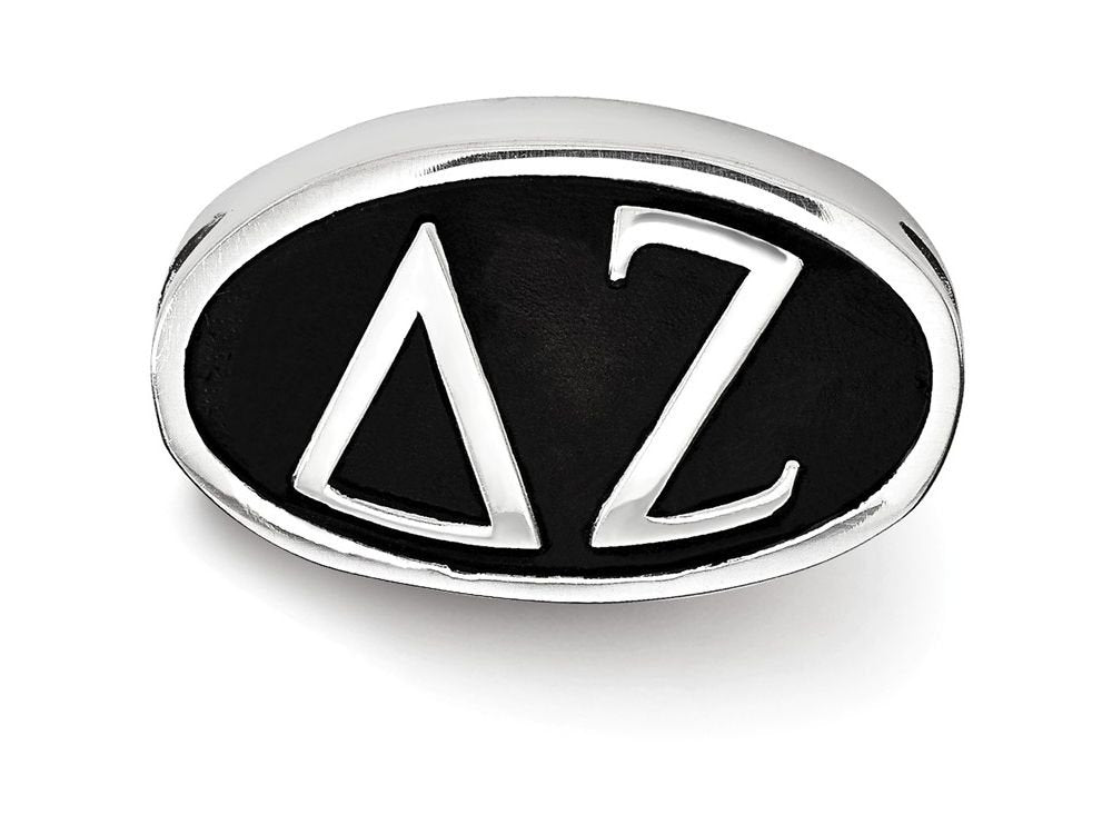 Sterling Silver LogoArt Delta Zeta Sorority Greek Letters Enameled Oval Bead