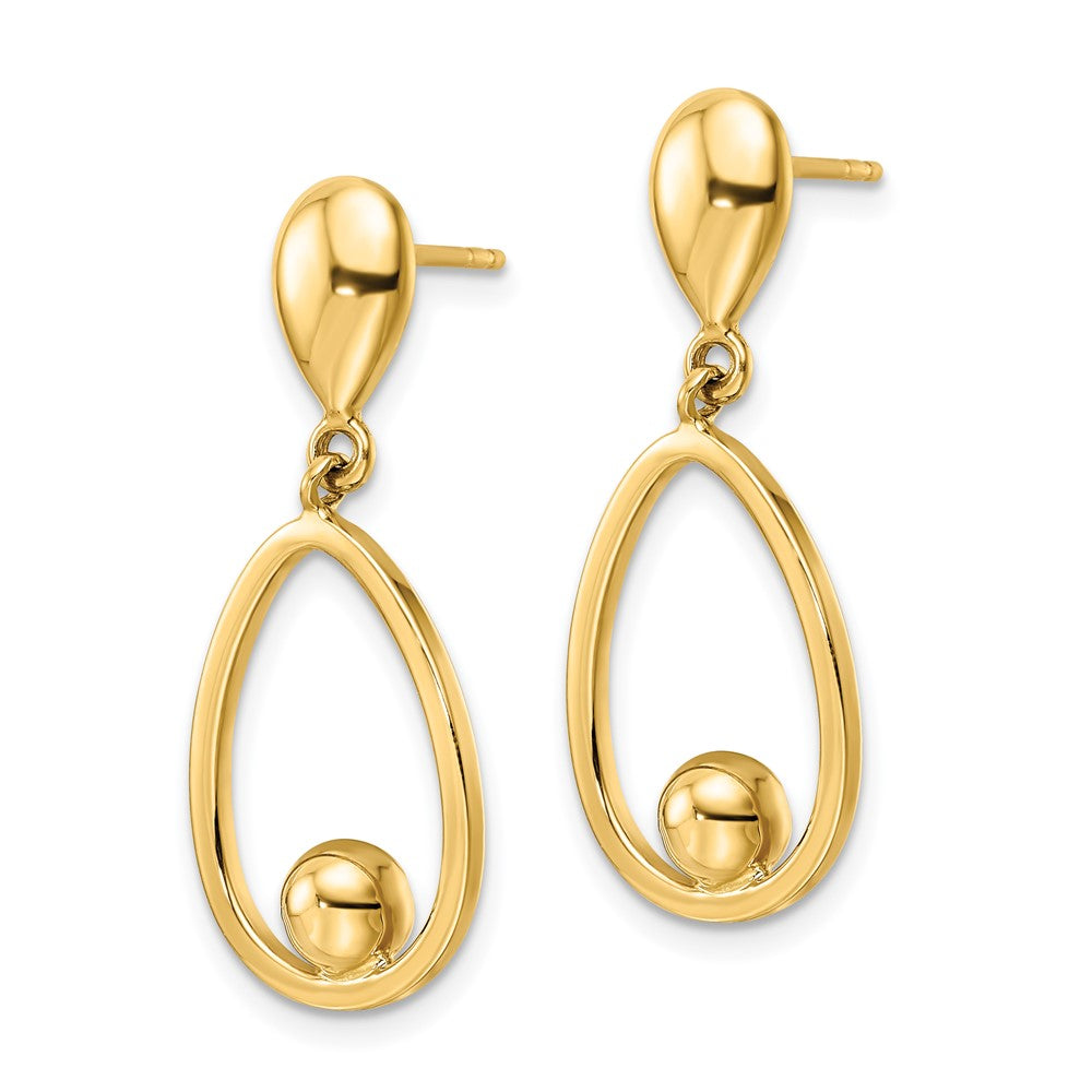 14k Polished Teardrop Dangle Post Earrings