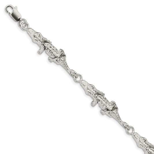 Sterling Silver Alligator Bracelet 7 inches