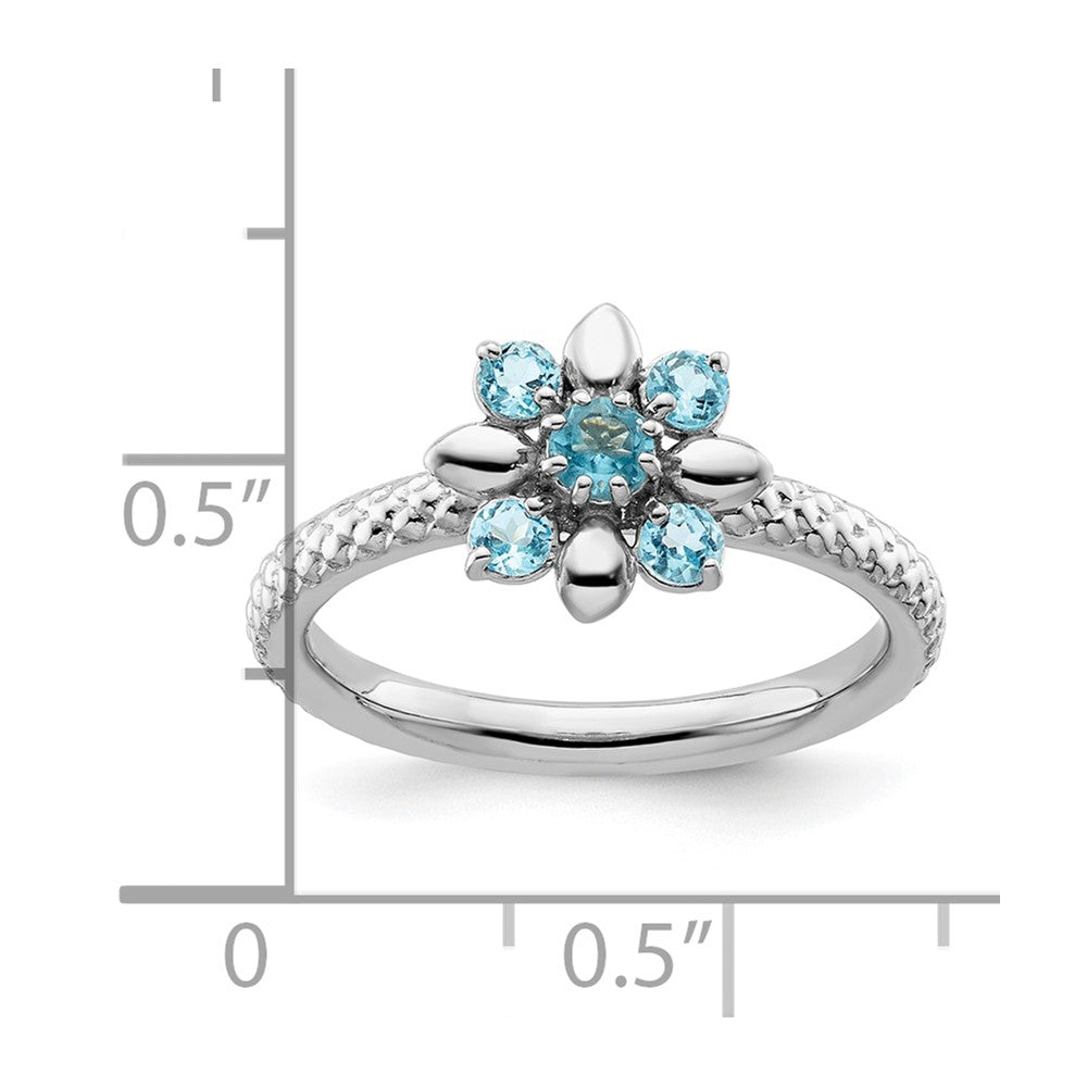 Sterling Silver Stackable Expressions Blue Topaz Ring Size -9