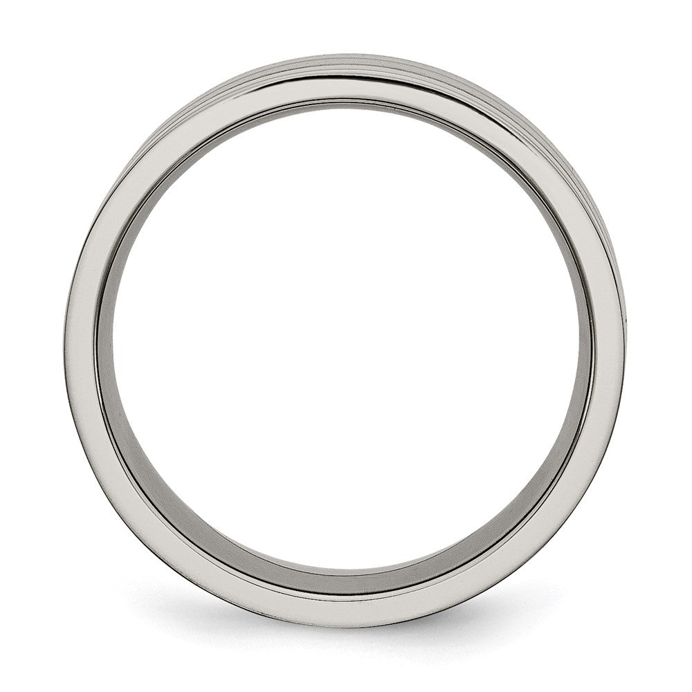 Titanium Brushed Center 8mm Grooved Band Size - 7