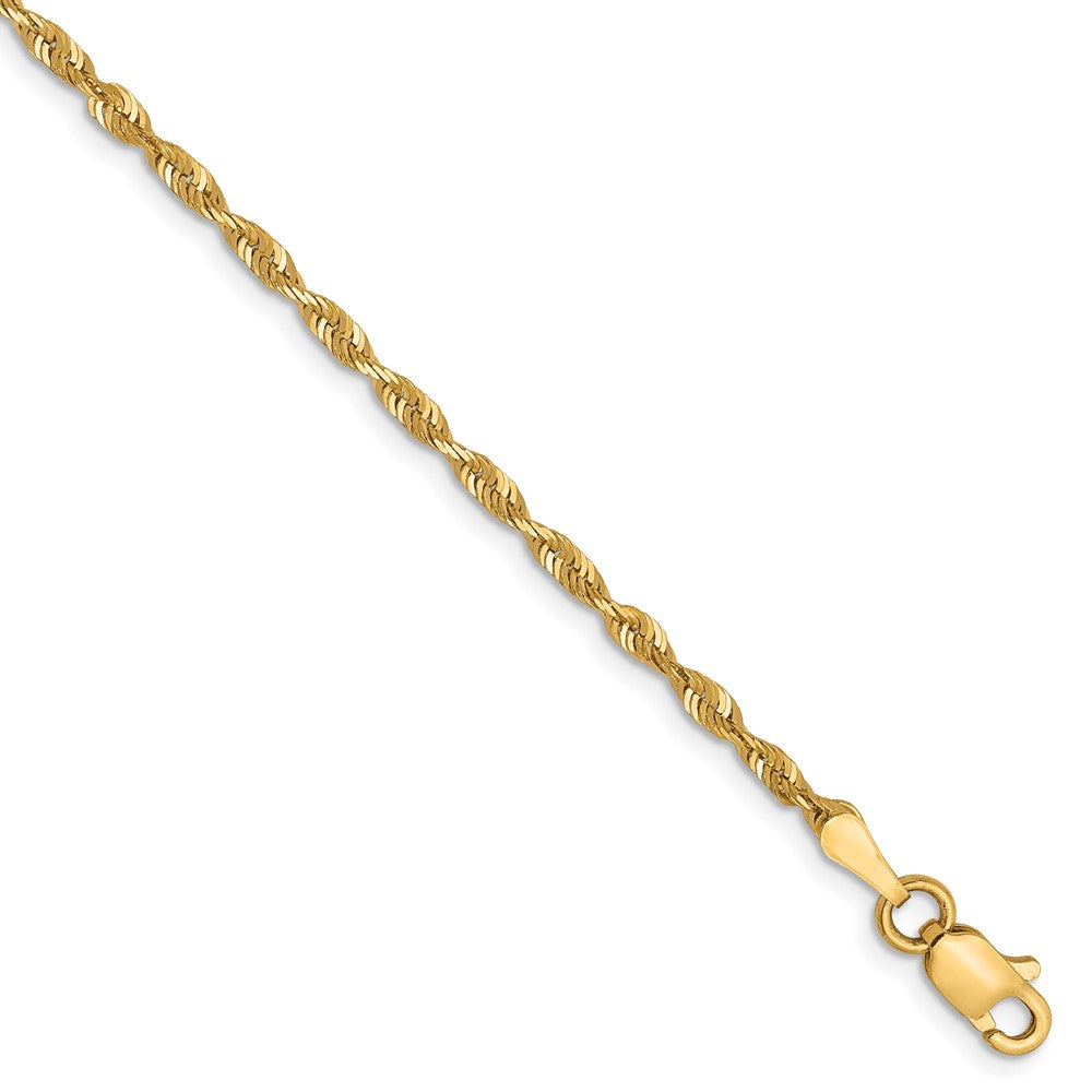 10K 2mm Diamond-Cut Lightweight Rope Chain 7  inches
