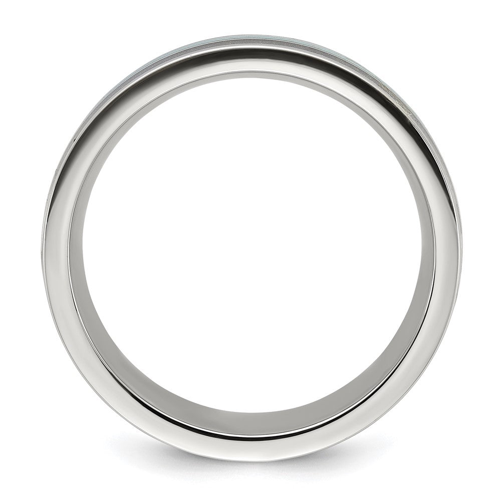 Chisel Stainless Steel Polished with Turquoise and Black Star Sandstone Inlay 8mm Band Size - 11