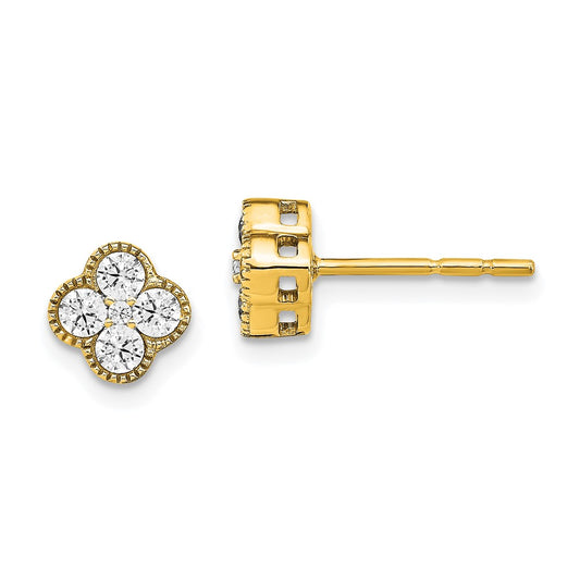 True Origin 14k 1/2 carat Lab Grown Diamond VS DEF Bloom Floral Post Earrings