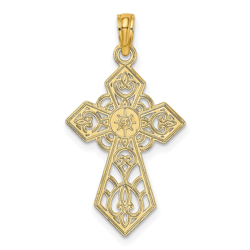 14K Polished and Lace Cross Charm