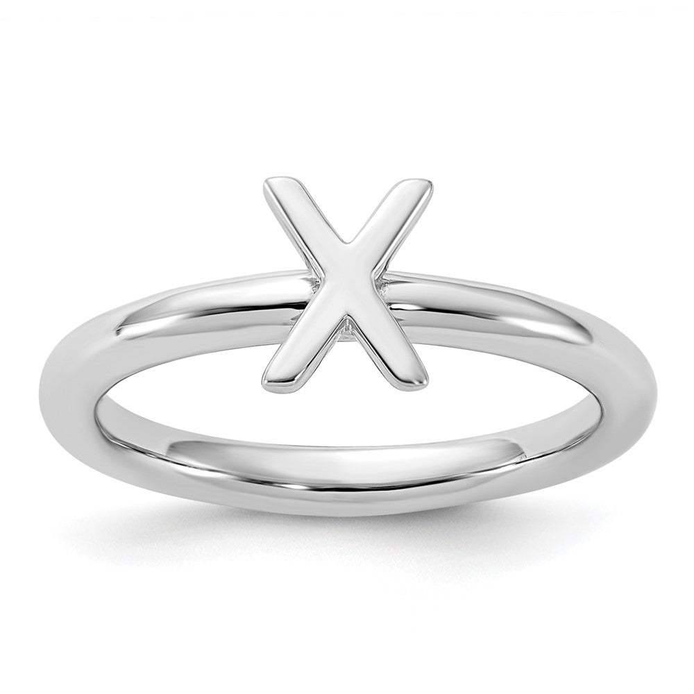 Sterling Silver Stackable Expressions Rhodium-plated X Ring Size -8