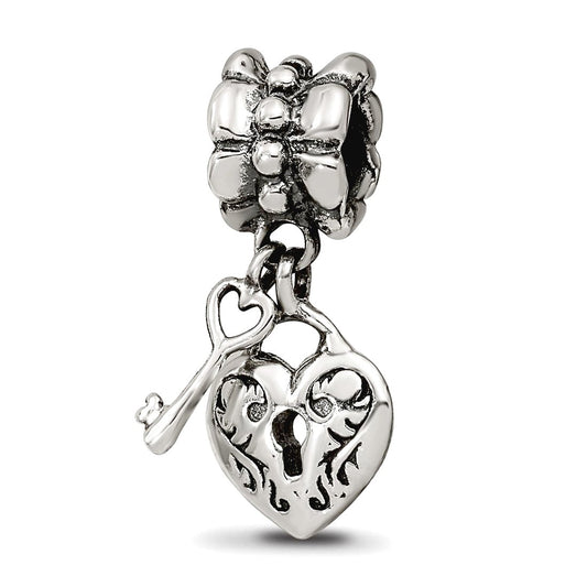 Sterling Silver Reflections Heart & Key Dangle Bead