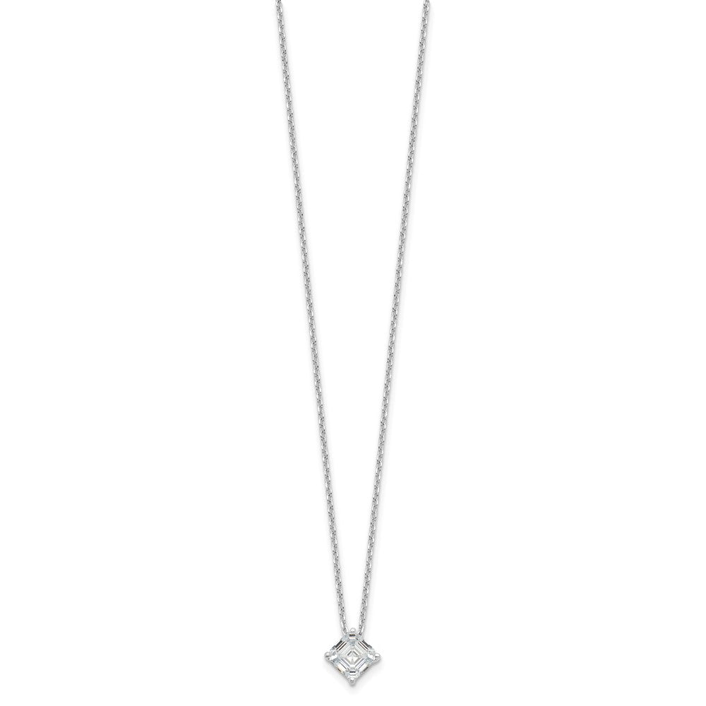 Cheryl M Sterling Silver Rhodium-plated Square Step-Cut CZ 16 Inch Necklace with 2 Inch Extender 16 Inches