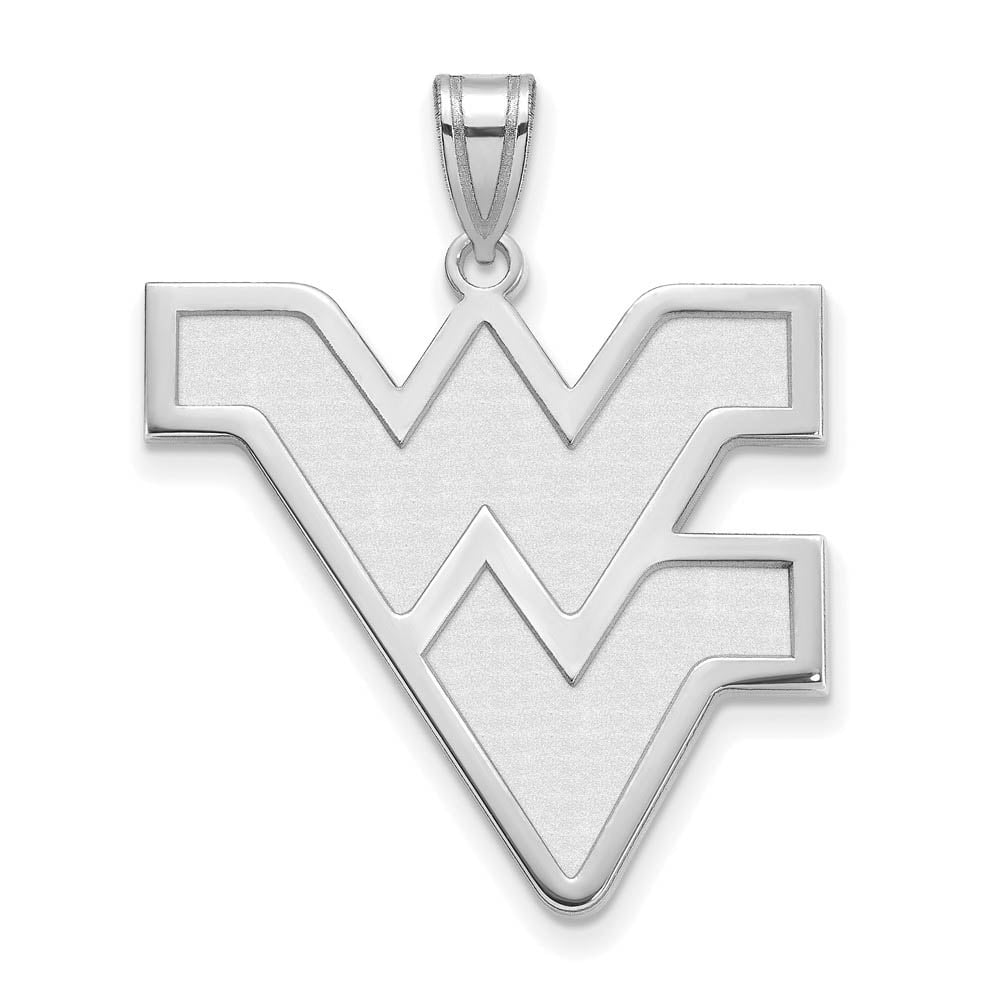 Sterling Silver Rhodium-plated LogoArt West Virginia University W-V Extra Large Pendant Q-SS005WVU