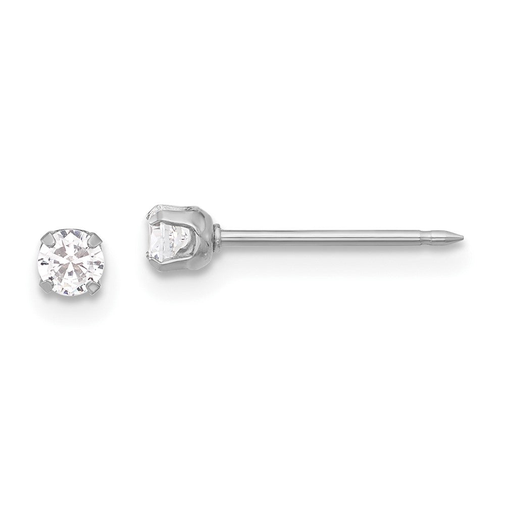 Inverness 14K White Gold 3mm CZ Long Post Piercing Earrings