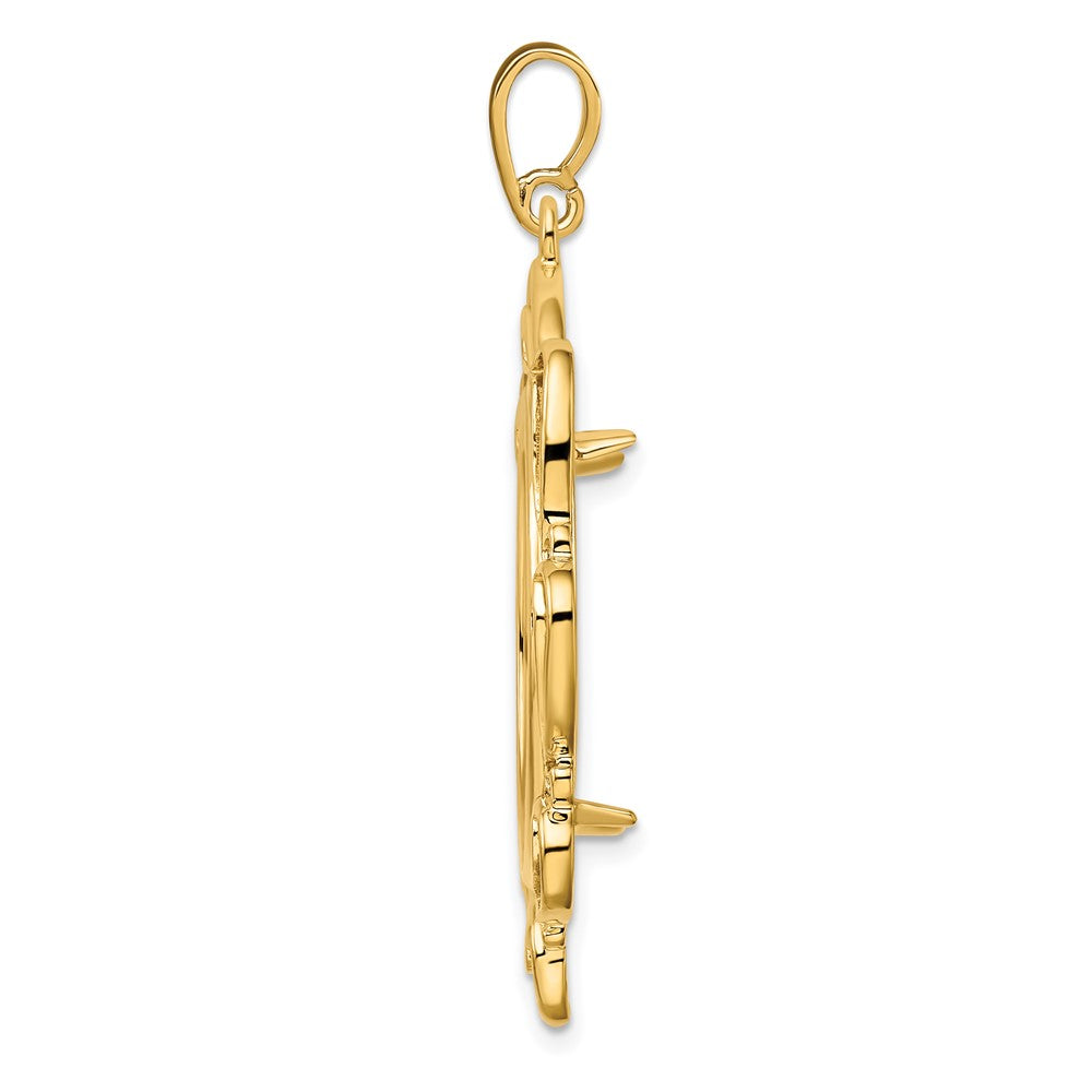 Wideband Distinguished Coin Jewelry 14k Polished Curved Scroll 22.0mm Prong Coin Bezel Pendant