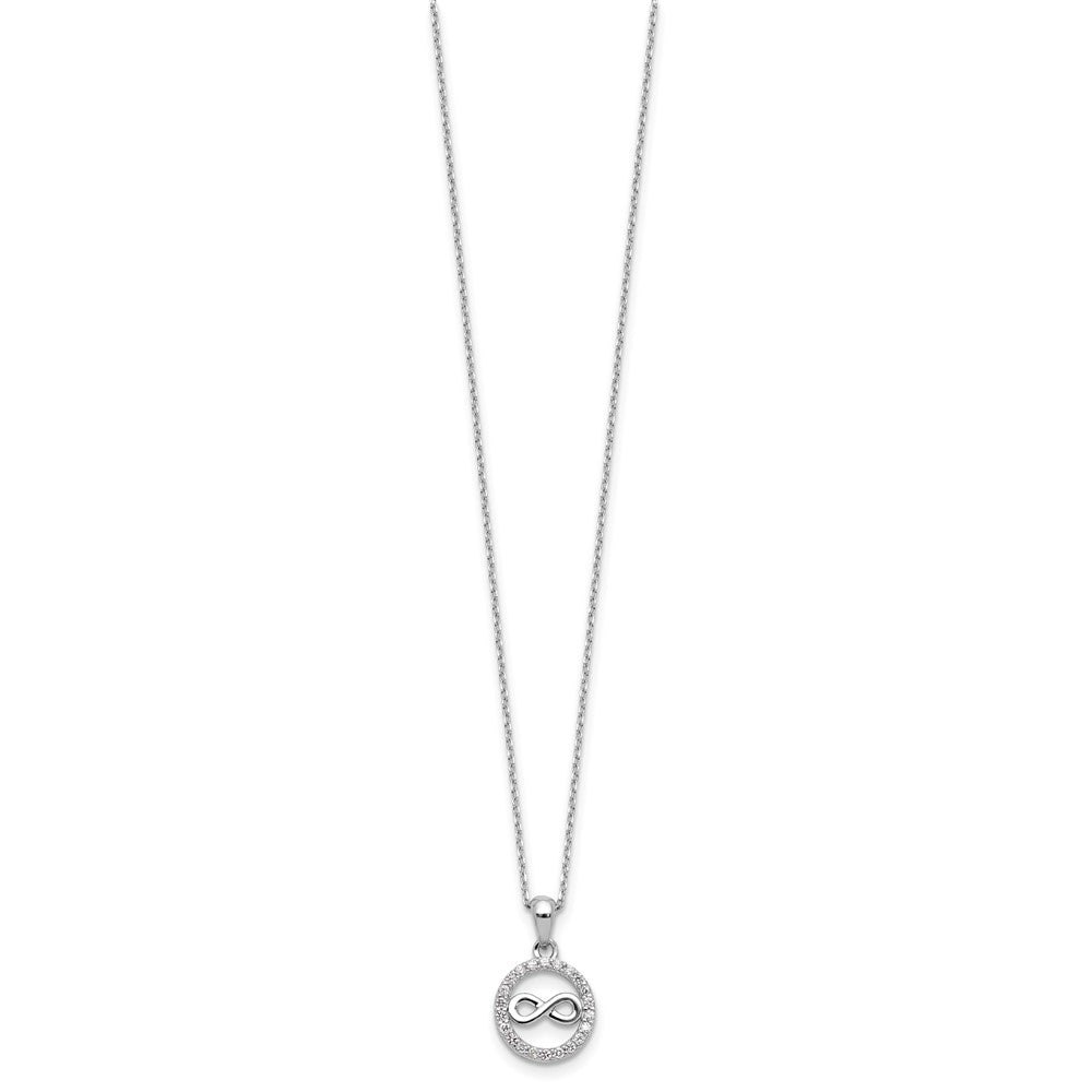 Cheryl M Sterling Silver Rhodium-plated Polished CZ Infinity Necklace and Post Earrings Set
