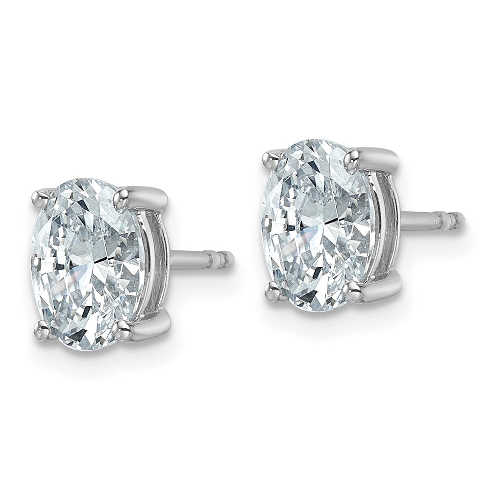 14k White Gold 2 ctw Certified Lab Grown Diamond VS+ F+ Oval 4 Prong Heavy Wt. Stud Earrings
