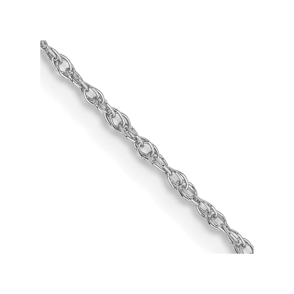 14K White Gold 24 inch .8mm Light Baby Rope with Spring Ring Clasp Chain