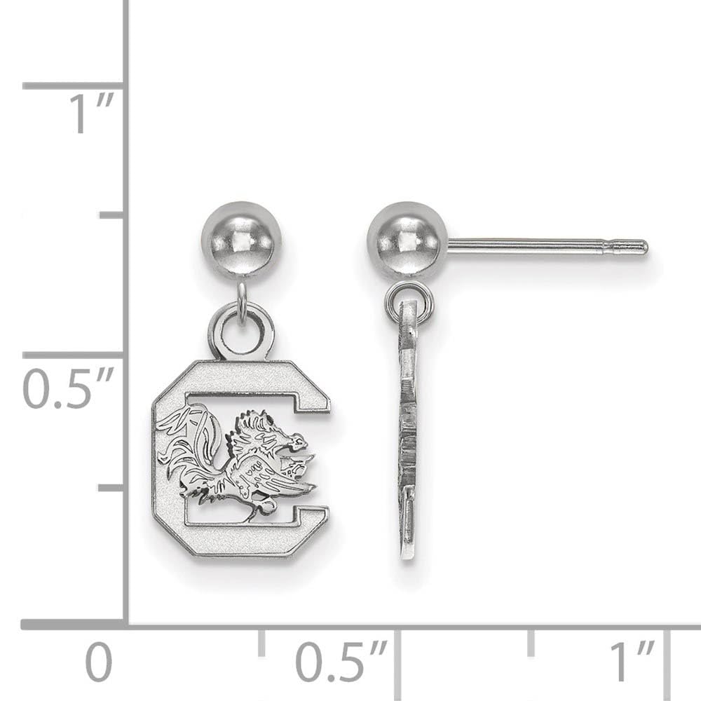 Sterling Silver Rhodium-plated LogoArt University of South Carolina Dangle Ball Post Earrings QSS010USO