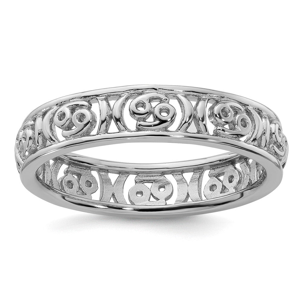 Sterling Silver Stackable Expressions Cancer Zodiac Ring Size -6
