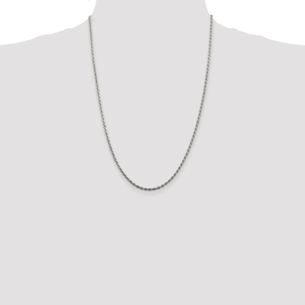 Sterling Silver 2.25mm Diamond-cut Rope Chain 24 Inches