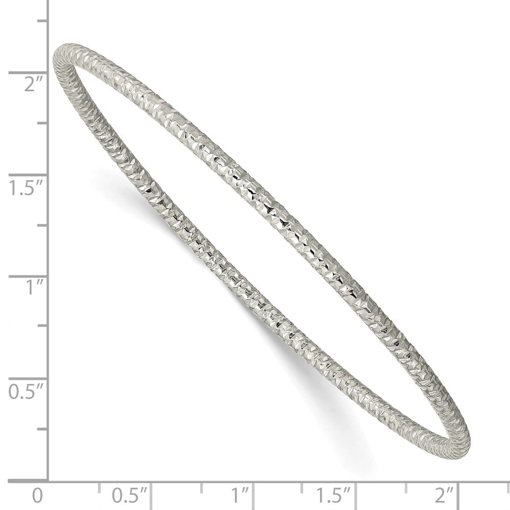 Stainless Steel Polished Textured 2mm Slip on Bangle 8 inches