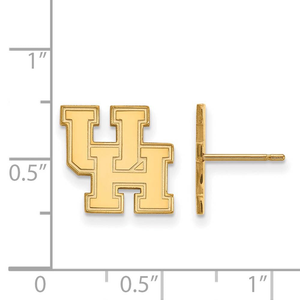 Sterling Silver Gold-plated LogoArt University of Houston U-H Small Post Earrings Q-GP008UHO