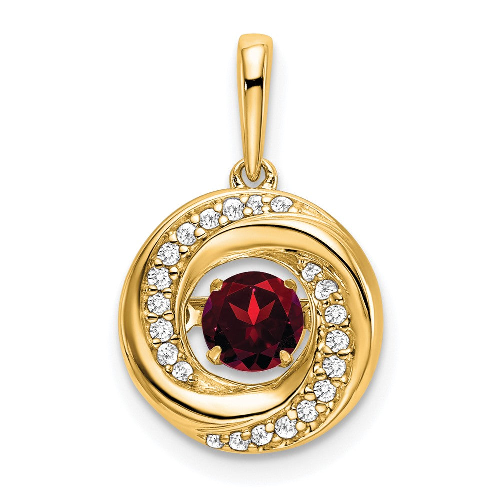 14k Round Garnet and Diamond Pendant