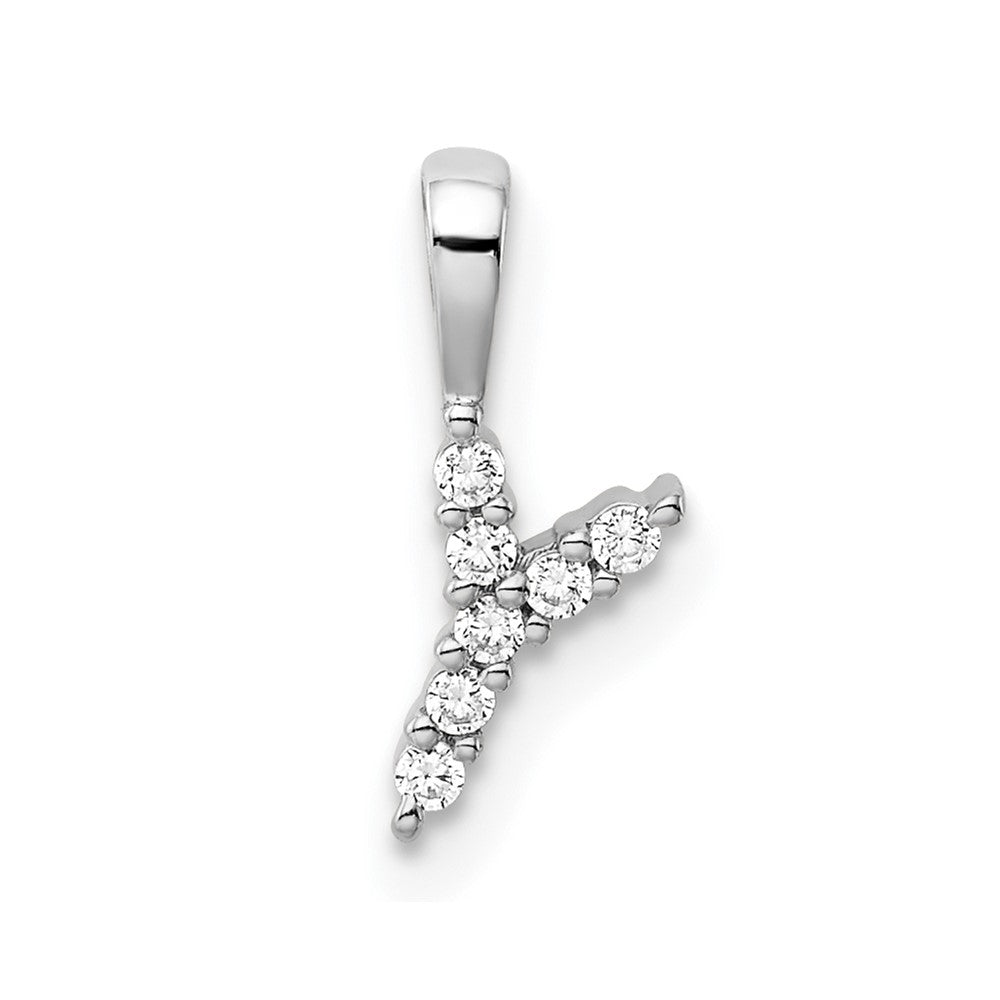 14k White Gold 1/15 carat Lab Grown Diamond VS/SI+ G+ Letter Y Initial Pendant